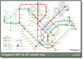 Singapore MRT & LRT train / rail map